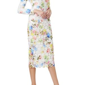 Monique Lhuillier Floral Lace Dress - Multicolor